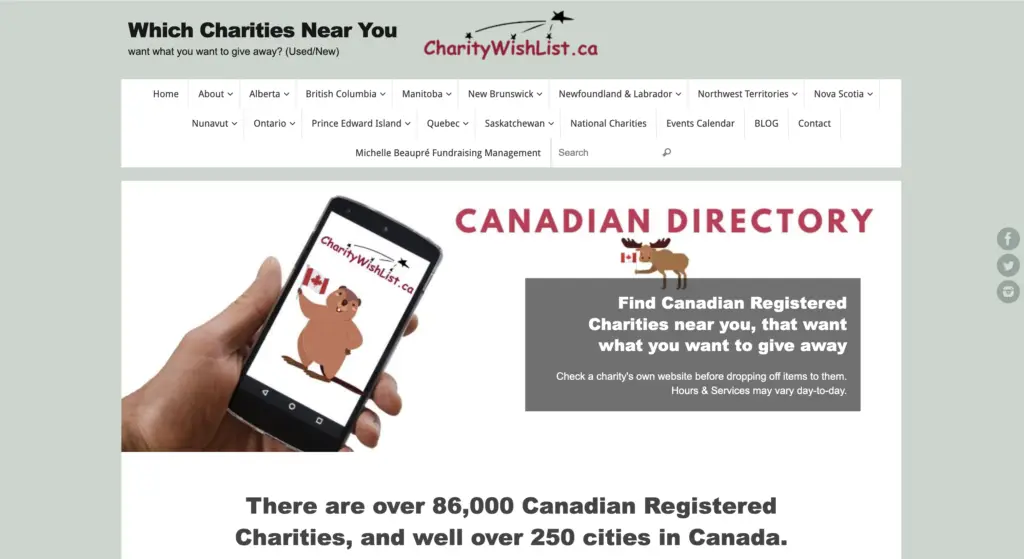 CharityWishList.ca Home page top